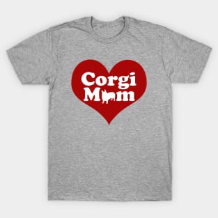 Pretty Corgi Mom Pink Heart T-Shirt